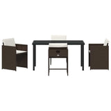 Garden Dining Set with Cushion Folding 5 pcs Brown Poly rattan