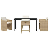 Garden Dining Set with Cushion Folding 5 pcs Beige Poly rattan