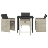 Garden Dining Set with Cushion 5 pcs Light grey Poly rattan