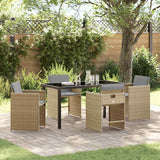 Garden Dining Set with Cushion Folding 5 pcs Beige Poly rattan