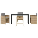 Garden Dining Set with Cushion Folding 5 pcs Beige Poly rattan