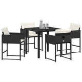 Garden Dining Set with Cushion Folding 5 pcs Black Poly rattan