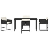 Garden Dining Set with Cushion Folding 5 pcs Black Poly rattan