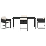 Garden Dining Set with Cushion Folding 5 pcs Black Poly rattan