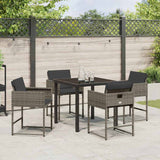 Garden Dining Set with Cushion Folding 5 pcs Grey Poly rattan