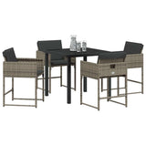 Garden Dining Set with Cushion Folding 5 pcs Grey Poly rattan