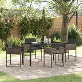 Garden Dining Set with Cushion Folding 5 pcs Grey Poly rattan