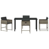 Garden Dining Set with Cushion Folding 5 pcs Grey Poly rattan