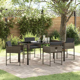 Garden Dining Set with Cushion Folding 5 pcs Grey Poly rattan