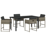 Garden Dining Set with Cushion Folding 5 pcs Grey Poly rattan