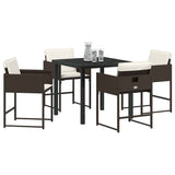 Garden Dining Set with Cushion Folding 5 pcs Brown Poly rattan