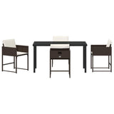 Garden Dining Set with Cushion Folding 5 pcs Brown Poly rattan