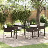 Garden Dining Set with Cushion Folding 5 pcs Brown Poly rattan