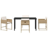 Garden Dining Set with Cushion Folding 5 pcs Beige Poly rattan