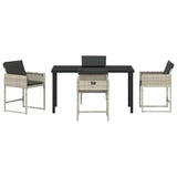 Garden Dining Set with Cushion 5 pcs Light grey Poly rattan