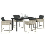 Garden Dining Set with Cushion 5 pcs Light grey Poly rattan