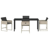 Garden Dining Set with Cushion 5 pcs Light grey Poly rattan