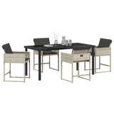 Garden Dining Set with Cushion 5 pcs Light grey Poly rattan