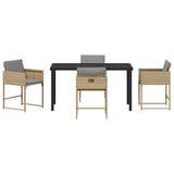 Garden Dining Set with Cushion Folding 5 pcs Beige Poly rattan