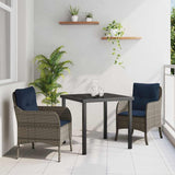 Garden Dining Set with Cushion 3 pcs Grey Poly Rattan