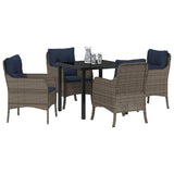 Garden Dining Set with Cushion 5 pcs Grey Poly Rattan