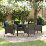 Garden Dining Set with Cushion 5 pcs Grey Poly Rattan