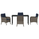 Garden Dining Set with Cushion 5 pcs Grey Poly Rattan