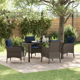 Garden Dining Set with Cushion 5 pcs Grey Poly Rattan