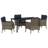Garden Dining Set with Cushion 5 pcs Grey Poly Rattan