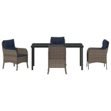 Garden Dining Set with Cushion 5 pcs Grey Poly Rattan