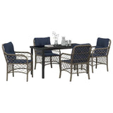 Garden Dining Set with Cushion 5 pcs Grey and Black Rattan