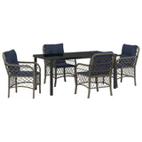 Garden Dining Set with Cushion 5 pcs Grey and Black Rattan