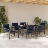Garden Dining Set with Cushion 7 pcs Grey and Black Rattan