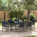 Garden Dining Set with Cushion 7 pcs Grey and Black Rattan
