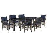 Garden Dining Set with Cushion 7 pcs Grey and Black Rattan