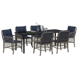 Garden Dining Set with Cushion 7 pcs Grey and Black Rattan