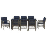 Garden Dining Set with Cushion 9 pcs Grey and Black Rattan