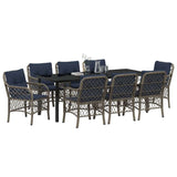 Garden Dining Set with Cushion 9 pcs Grey and Black Rattan