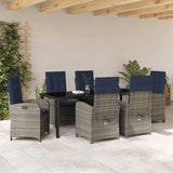 Garden Dining Set with Cushion 7 pcs Grey Poly Rattan