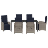 Garden Dining Set with Cushion 7 pcs Grey Poly Rattan