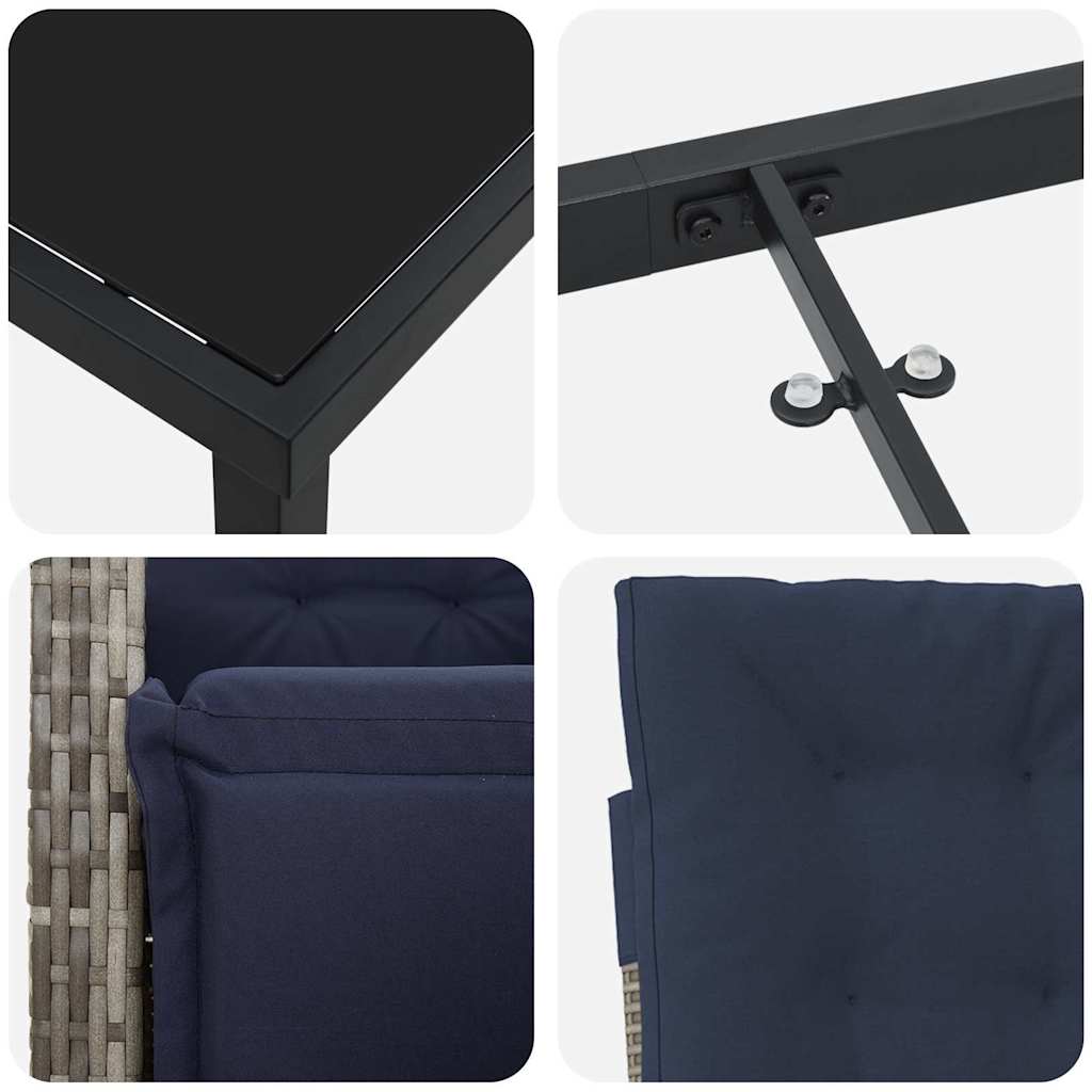 Garden Dining Set with Cushion 9 pcs Grey Poly Rattan