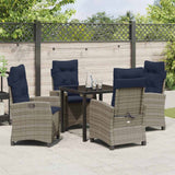 Garden Dining Set with Cushion 5 pcs Grey Poly Rattan