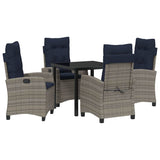 Garden Dining Set with Cushion 5 pcs Grey Poly Rattan