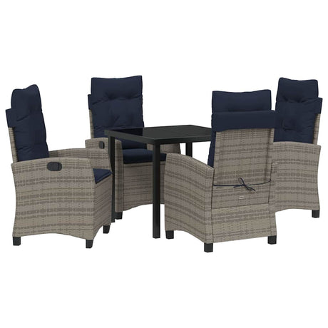 Garden Dining Set with Cushion 5 pcs Grey Poly Rattan