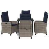 Garden Dining Set with Cushion 5 pcs Grey Poly Rattan