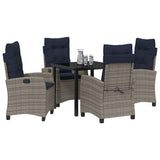 Garden Dining Set with Cushion 5 pcs Grey Poly Rattan