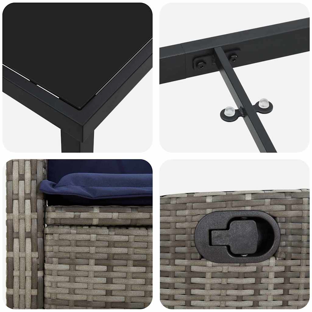 Garden Dining Set with Cushion 5 pcs Grey Poly Rattan