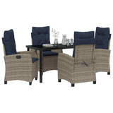 Garden Dining Set with Cushion 5 pcs Grey Poly Rattan