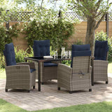 Garden Dining Set with Cushion 5 pcs Grey Poly Rattan
