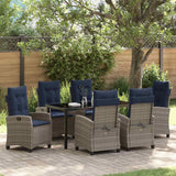 Garden Dining Set with Cushion 7 pcs Grey Poly Rattan